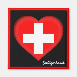 Swiss flagga & Heart, Schweiz helgdag/sport Magnet