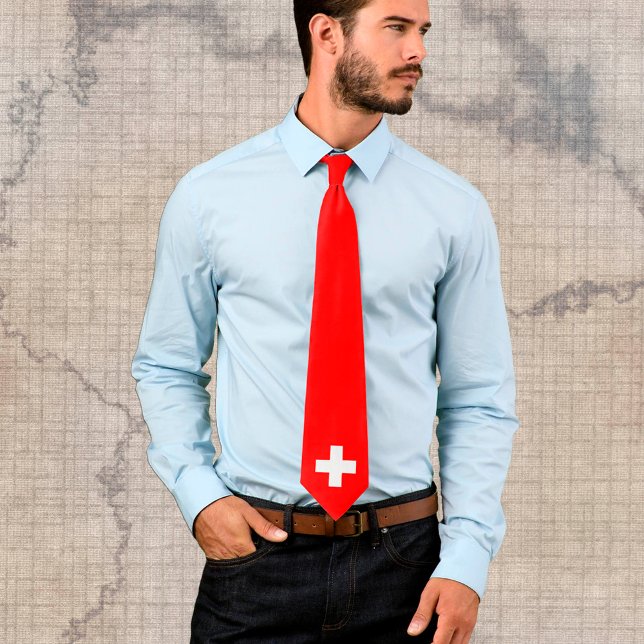 Swiss flagga Neck Tie/Schweiz business mode Slips (Skapare uppladdad)