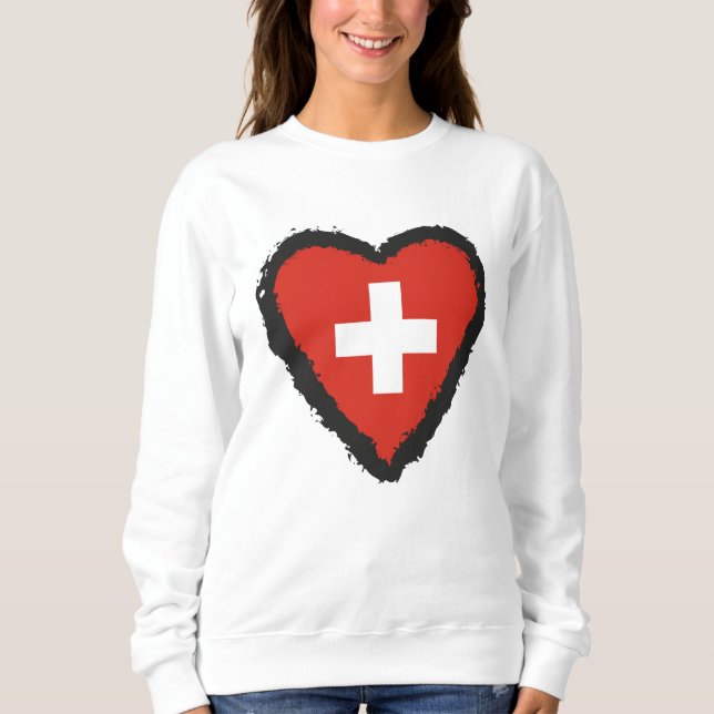 Swiss Heart - I Kärlek Schweiz T Shirt (Framsida)