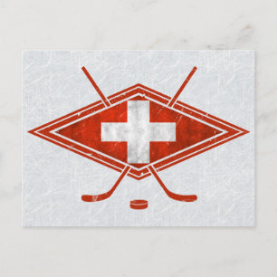 Swiss Ice Hockey Flagga Schweiz Vykort