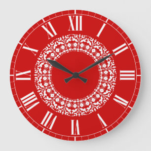 Swiss Land Red and White Elegant Kitchen Clock Stor Klocka