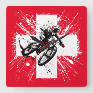 Swiss Mountaincycle Downhill - Schweiz Fyrkantig Klocka