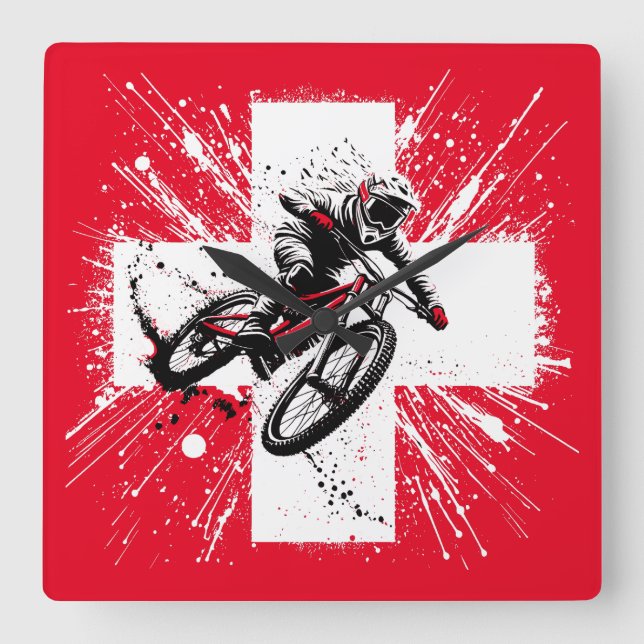 Swiss Mountaincycle Downhill - Schweiz Fyrkantig Klocka (Framsida)