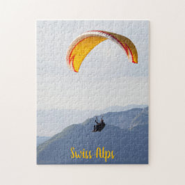 Swiss Paragliding Colorful Orange Jigszle Puzzle Pussel