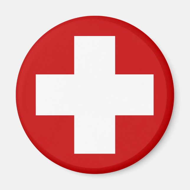 Swiss Red Kor Akut Recovery Roundell Magnet (Framsidan)