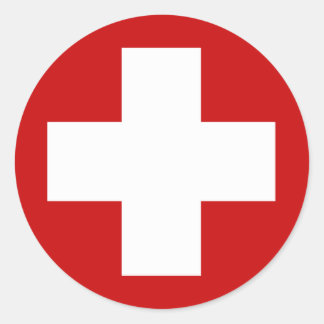 Swiss Red Kor Akut Roundell Runt Klistermärke