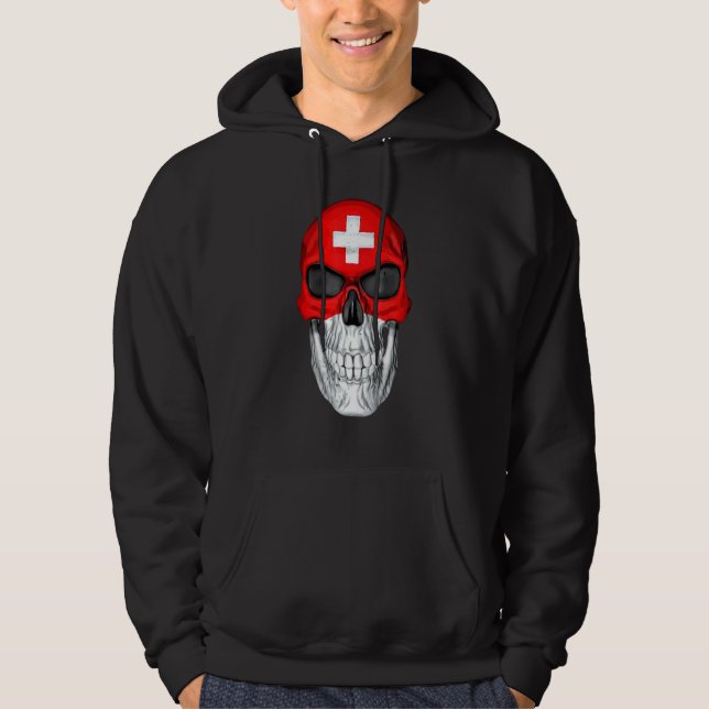 Swiss Rocker Skull Hoodie (Framsida)