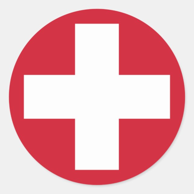 Swiss Roundel Sticker Runt Klistermärke (Framsida)