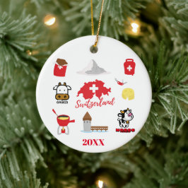 Swiss - Schweiz Souvenir Combo Julgransprydnad Keramik