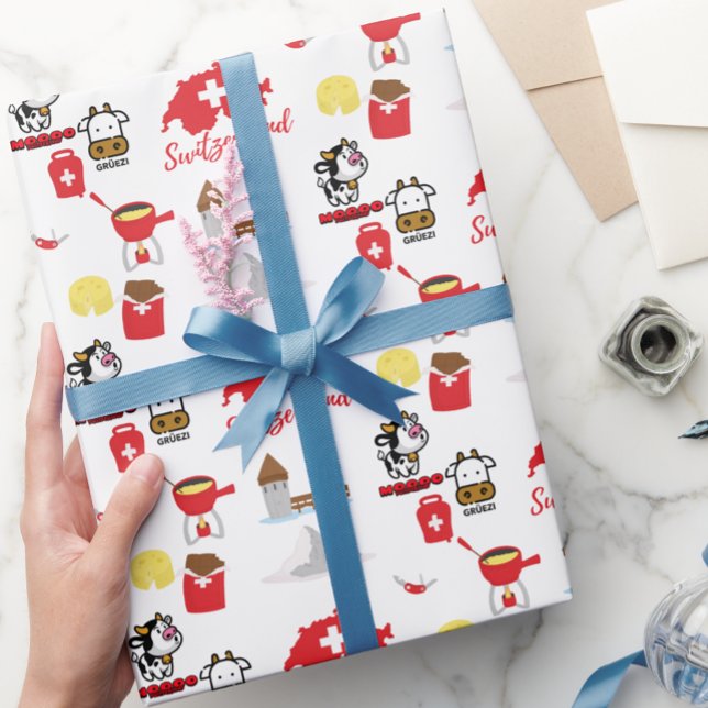 Swiss - Schweiz Souvenir Icons Presentpapper (Skapare uppladdad)