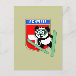 Swiss Ski-hopping Panda Vykort