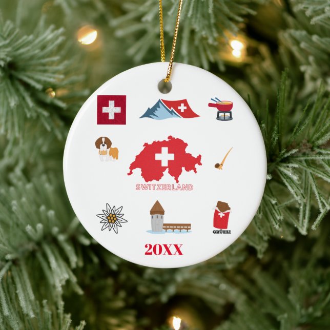 Swiss Souvenir Combo Julgransprydnad Keramik (Träd)