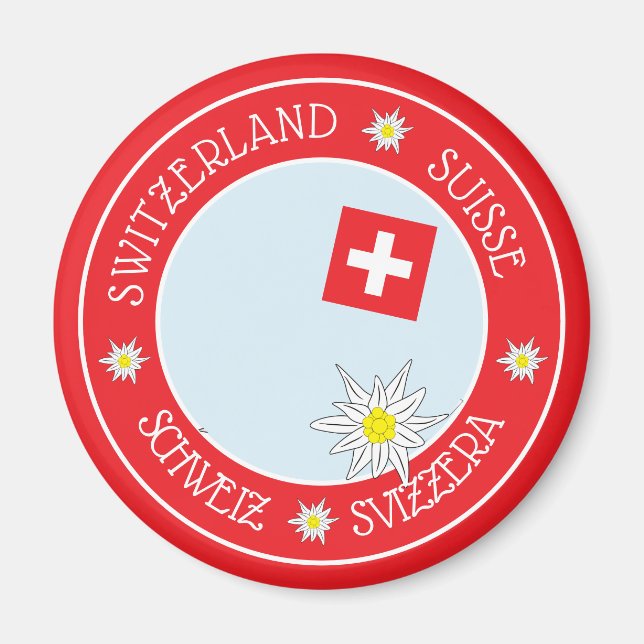 Swiss Travel Souvenir Red Refrigerator Magnet (Framsidan)