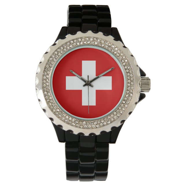 Swiss Watch - The flagga of Schweiz Armbandsur (Framsida)
