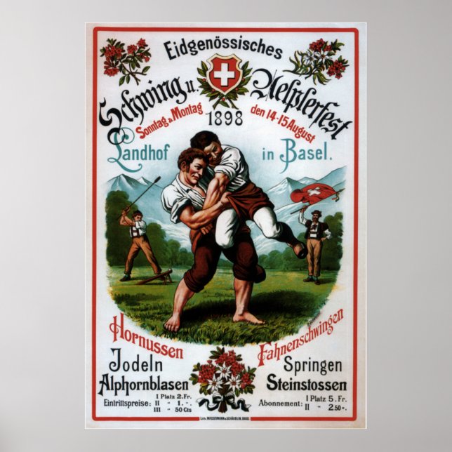 Swiss Wrestling Alpine Festival ~R. Schweizer 1899 Poster (Framsidan)