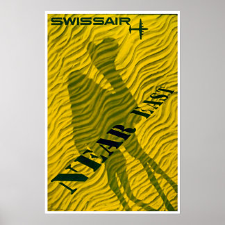 Swissair Resemålning Plakat Nära Östern Kameltryck Poster