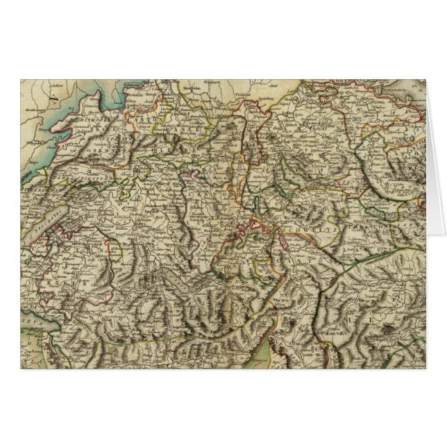 Swisserland - Schweiz Atlas Karta Hälsningskort (Framsidan Horizontal)