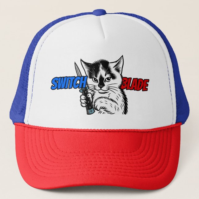 Switchblade Cat Trucker Hat by Phil Elmore Keps (Framsida)