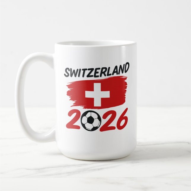 Switzerland 2026 Soccer Fan Gear Supporters Kaffemugg (Vänster)