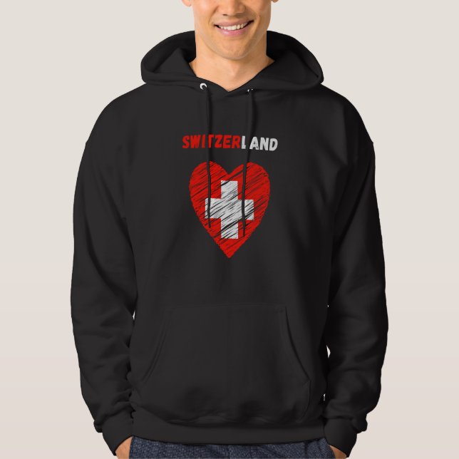 Switzerland Flag Holiday Switzerland Heart Swiss F Hoodie (Framsida)