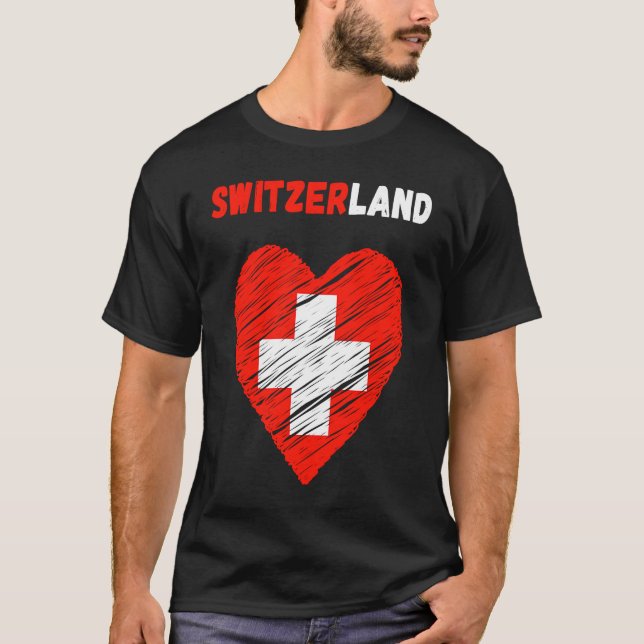 Switzerland Flag Holiday Switzerland Heart Swiss F T Shirt (Framsida)