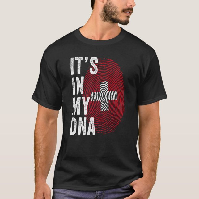Switzerland It's In My DNA Cute Swiss Fingerprint  T Shirt (Framsida)