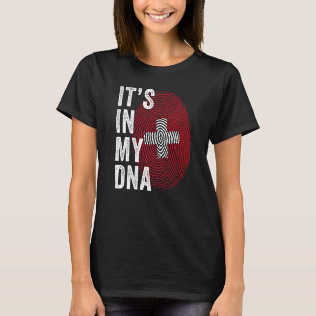 Switzerland It's In My DNA Cute Swiss Fingerprint  T Shirt (Framsida)