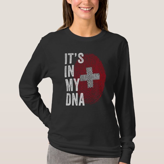 Switzerland It's In My DNA Cute Swiss Fingerprint  T Shirt (Framsida)