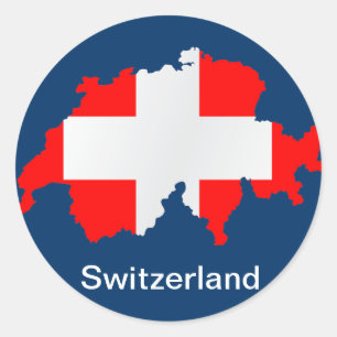 switzerland karta och flagga - klistermärke