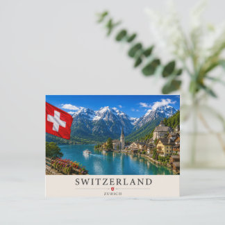 Switzerland Zurich Travel Poster | Scenic Alpine Helg Vykort