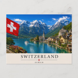 Switzerland Zurich Travel Poster | Scenic Alpine Helg Vykort