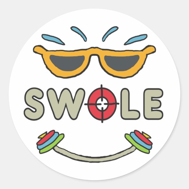 Swole Bodybuilding Runt Klistermärke (Framsida)