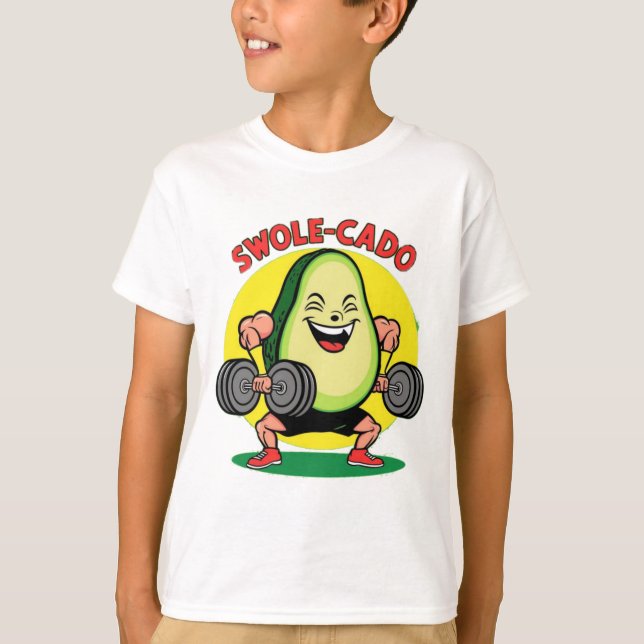 Swole-cado - Funny Avocado Kids' T-Shirt (Framsida)