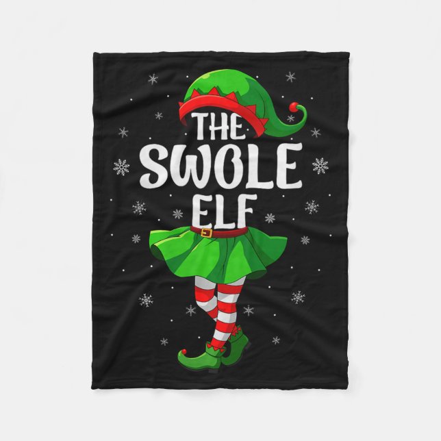 Swole Elf Christmas Girls Women Elf Squad Xmas Fam Fleecefilt (Framsidan)