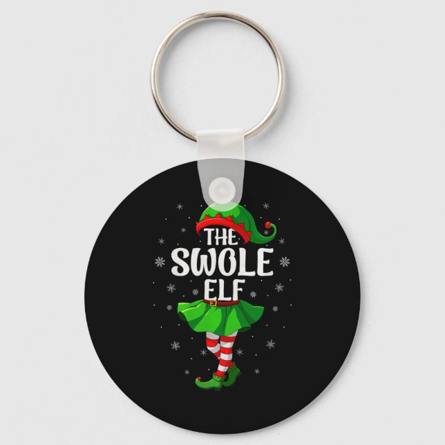 Swole Elf Christmas Girls Women Elf Squad Xmas Fam Nyckelring (Framsida)