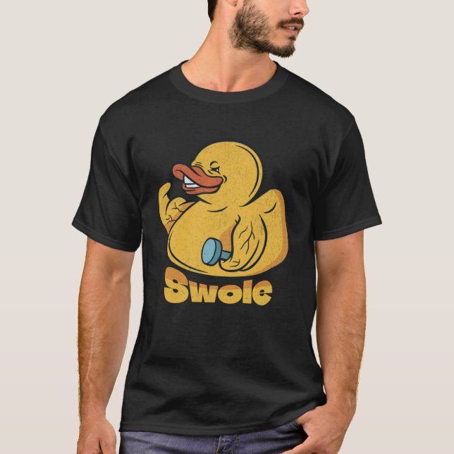 Swole Rubber Duck Body Builder Weight Training Gym T Shirt (Framsida)