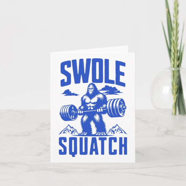 Swole Squatch Weight Lywing Humor Monochrome Gym Kort (Framsida)