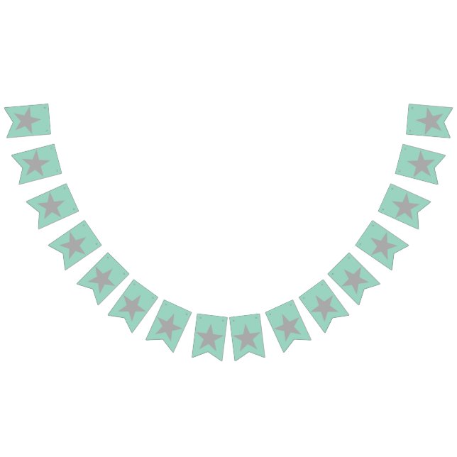 Swollowtail Bunting - Teal Background Grey Stars Vimplar (Alla)