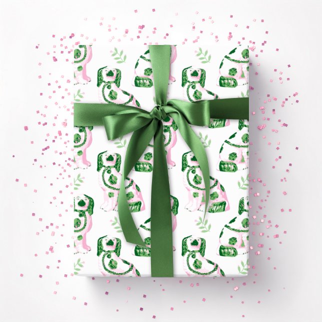 Swoon Staffordshire Dogs Sprig Pink and Green Presentpapper (Skapare uppladdad)