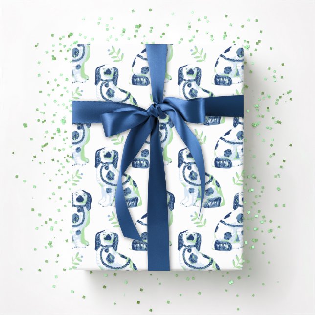 Swoon Staffordshire Dogs Sprig Slate and Green Presentpapper (Skapare uppladdad)