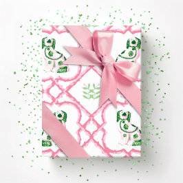 Swoon Staffordshire Dogs Trellis Rosa och Grön Presentpapper