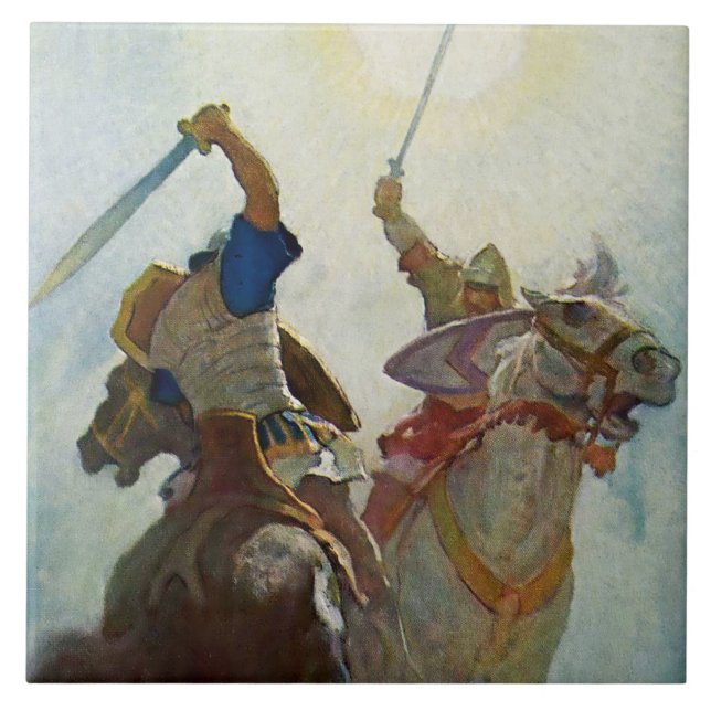 "Sword Battle was Fierce" av NC Wyeth Kakelplatta (Framsidan)
