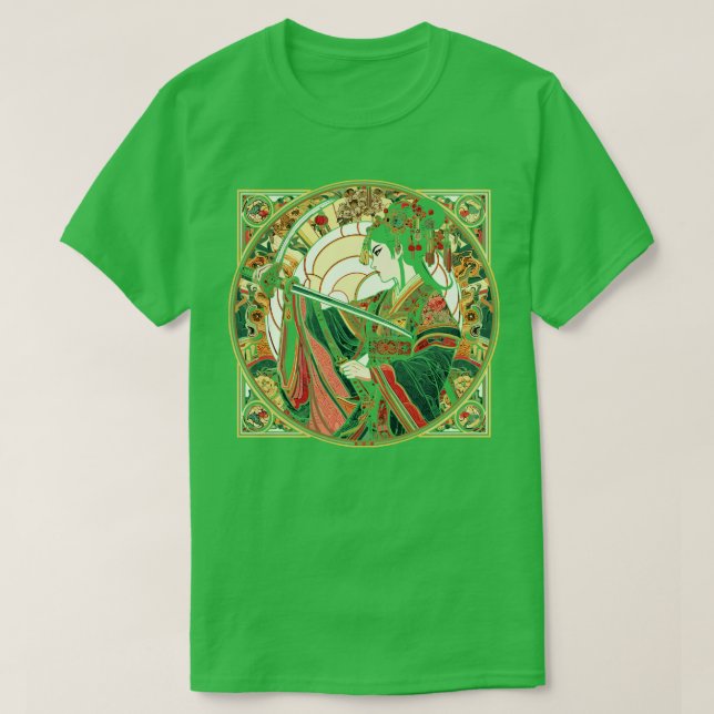 Sword Fighter Art Deco Mucha MashUp T Shirt (Design framsida)