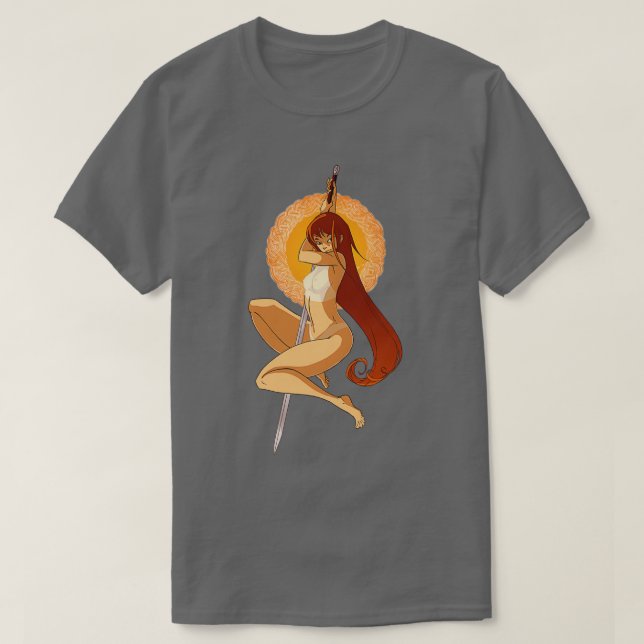 Sword Girl Fire T Shirt (Design framsida)