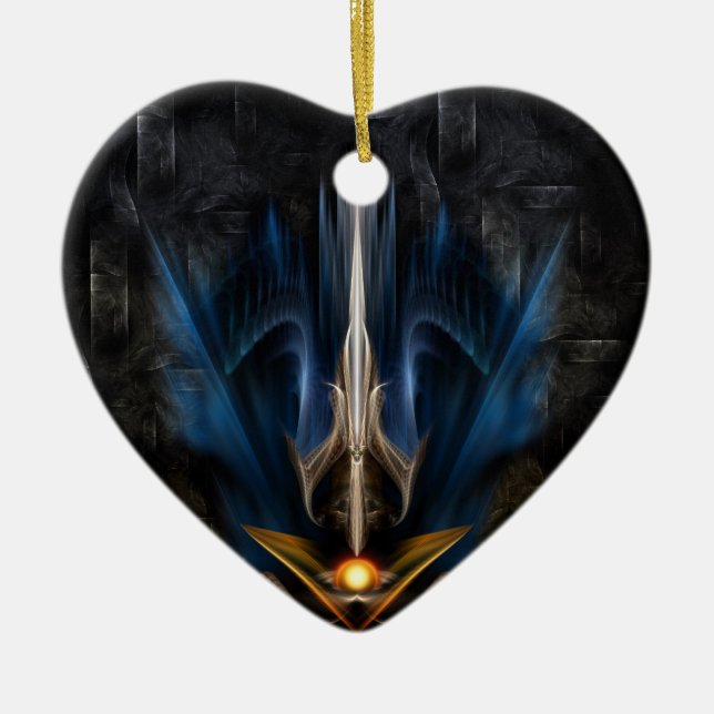 Sword of Light Fractal Art Julgransprydnad Keramik (Framsidan)