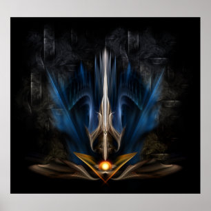 Sword of Light Fractal Art Wall Poster