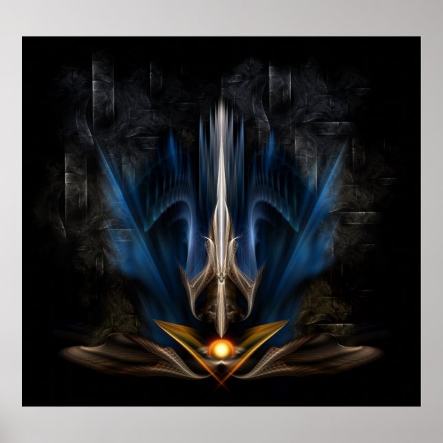 Sword of Light Fractal Art Wall Poster (Framsidan)