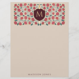 Sword & Shield Medieval Fantasy Monogram Brevhuvud