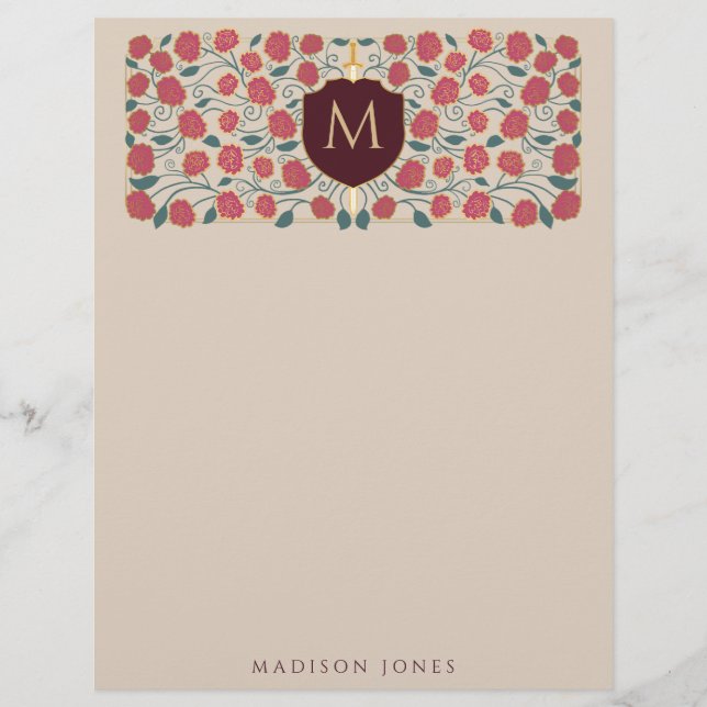 Sword & Shield Medieval Fantasy Monogram Brevhuvud (Framsida)