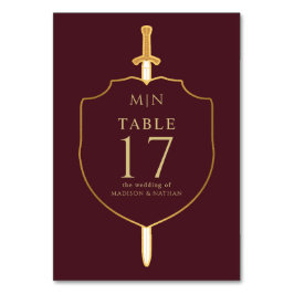 Sword & Shield Medieval Fantasy Monogram Bröllop Bordsnummer